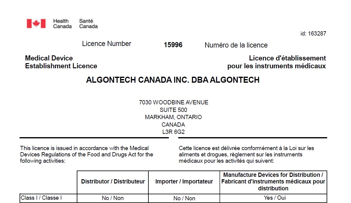 Medical Device Establishment Licence